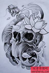 skalle lotus tatuering mönster