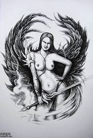 un beau motif de tatouage d'ange de la carte du spectacle de tatouage pour tout le monde
