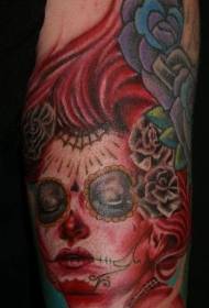 Рука цветная татуировка девушка зомби