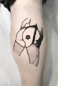 Svart sexy sett med abstrakte minimalistiske små tatoveringsdesign
