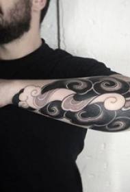 boys on the black gray sketch creative Xiangyun tattoo pictures
