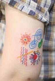cute abstract small Fresh color tattoo pattern works
