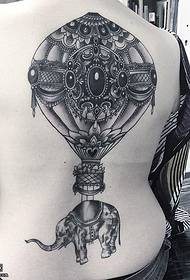 ryg sort grå varmluftsballon tatoveringsmønster
