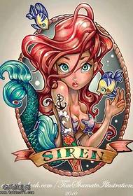 Manuscript Mermaid Tattoo Pattern