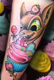 Big-eyed cute cute cartoon animal color tattoo picture