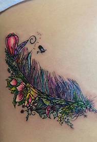 very beautiful color feather totem tattoo