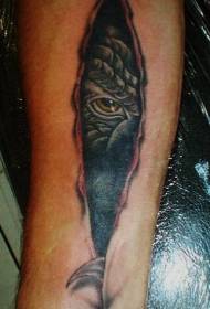 leg black realistic monster tear skin tattoo