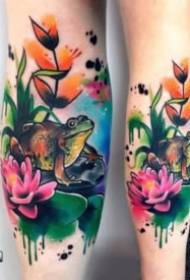 estilo de cor de auga dun grupo de fermosas imaxes de tatuaxes en cor