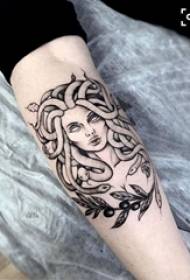 chlapcove rameno na čiernej sivej skici tvorivého dominanta tetovania Du Lisha