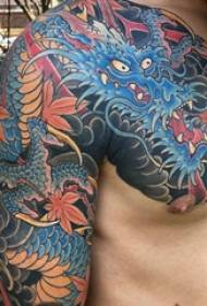 Жапондық татуировкасы әр түрлі қарапайым сызықтағы татуировкасы түсі жапондық тату-сурет үлгісі