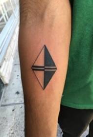 male geometrical lines on the arm Creative diamond tattoo picture