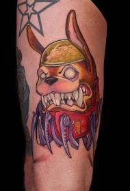 Color Cartoon Monster Dog Tattoo Pattern
