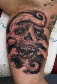 shoulder brown ugly monster skull tattoo pattern