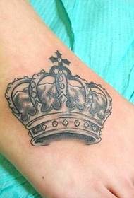 foot black gray crown tattoo pattern