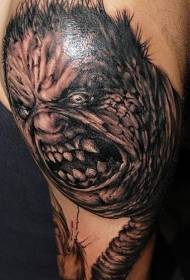 shoulder brown realistic horror monster tattoo pattern