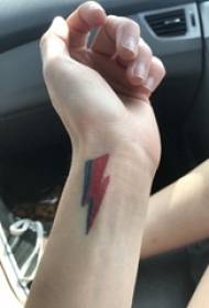 boys on the wrist red and black sketch creative literary lightning tattoo picture