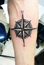 boys arm black gray Point thorn compass tattoo picture