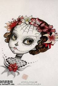 Цветен ръкопис на татуировка на кукла за смърт