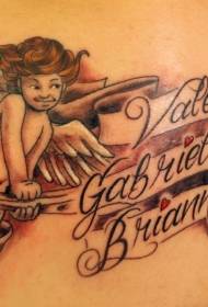 Két kis angyal és a levél tetoválás minta