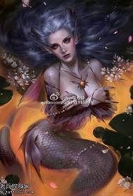 pretty online game character mermaid tattoo pattern