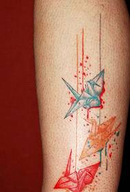 beautiful watercolor paper crane tattoo