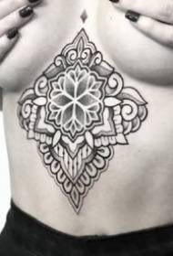 itim na tono ng sting style flower totem tattoo pattern 9
