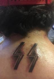αγόρια πίσω από το λαιμό μαύρο γκρι τατουάζ σημείο γεωμετρική απλή γραμμή αστραπή εικόνα τατουάζ