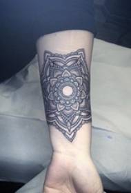 girl arm on black line geometric element arrow tattoo picture
