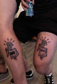 brothers legs black pricks abstract lines skull tattoo Picture