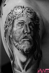 падающая слеза Иисуса аватар черно-белая татуировка