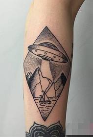 utu jiometri ya kipengele minimalist line UFO tattoo muundo