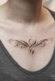 Cuello de niña negro en la imagen de tatuaje de patrón de línea abstracta