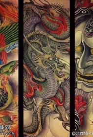 color dragon ghost face tattoo pattern