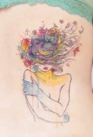 water color set of girls creative tattoo pattern appreciation