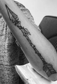 small arm dreamy black lines Indian arrow tattoo pattern