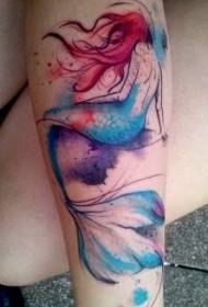 ruku prekrasan akvarelni sirena tetovaža uzorak