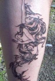 elegant mermaid black shank tattoo pattern