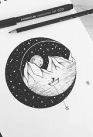 manuskrip tato pemandangan tato geometri kreatif