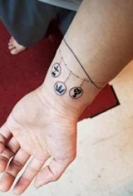 boys arm on black geometric simple dot line creative bracelet tattoo picture