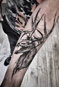 Kev Tsim Muaj Tsaus Grey Sketch Line Style Me Tattoo Txawv
