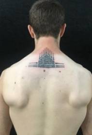 chlapci za krkom čierne pichnutie tipy geometrické jednoduché línie budovanie tetovanie obrázky