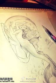 Mermaid Tattoo ხაზის დახაზვა