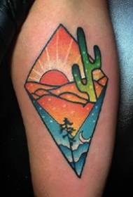 boja krajolika tetovaža - skup geometrijskih figura u boji mali uvažavanje pejzažnog uzorka tetovaža