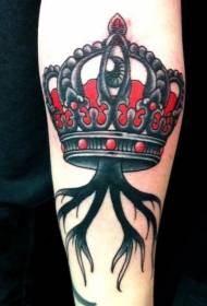 black and red crown eye tattoo pattern