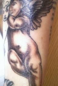 Black Grey Little Angel Tattoo Pattern
