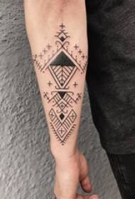 boys arm on black geometric element simple line creative tattoo picture