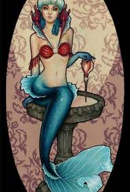 color mermaid tattoo manuscript picture is shared by tattoo