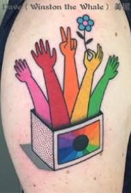 a colorful set of 9 colorful tattoo designs
