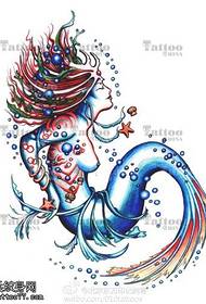 osebnostni tatoo morska deklica 153244 - črno siva skica Mermaid Tattoo Line Risba