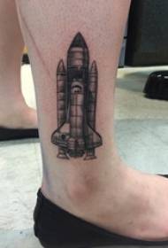 boys calf on black prick geometric simple line rocket tattoo picture